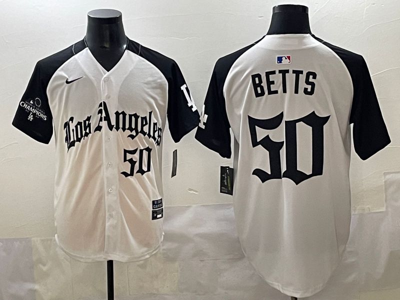 Men 2025 Los Angeles Dodgers #50 Betts White black Five generations Joint Name Nike MLB Jersey style 5263->los angeles dodgers->MLB Jersey